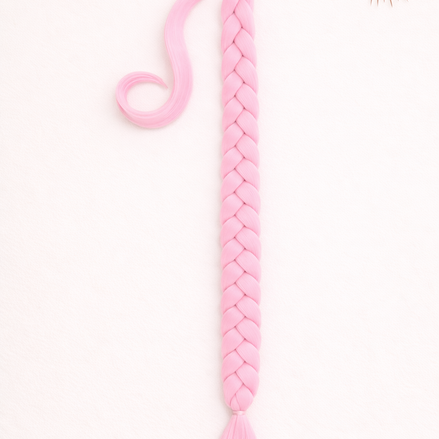 Premium vlechtstaart roze 70cm braid ponytail op elastiek - De HaarBoetiek