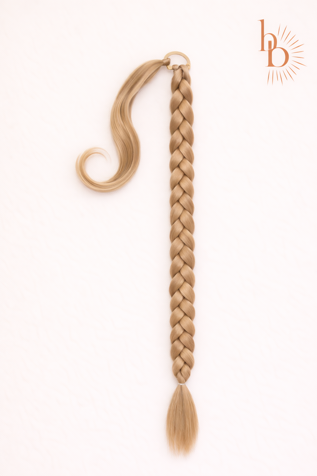 Premium vlechtstaart donker blond 70cm braid ponytail - De HaarBoetiek