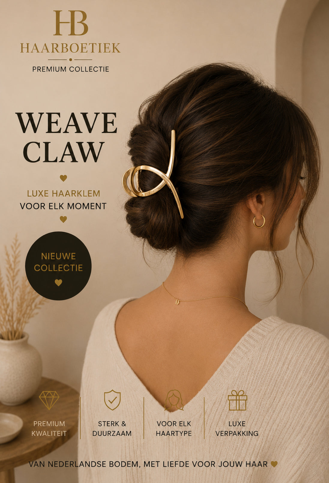 Haar klem goud