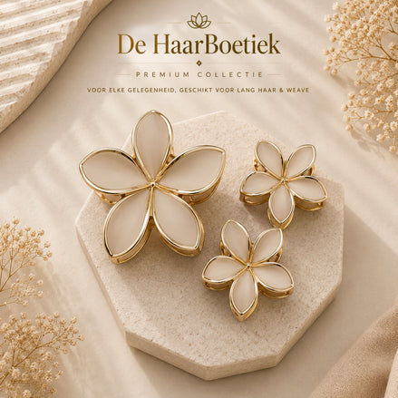 Summer Flower haar clip set beige - goud