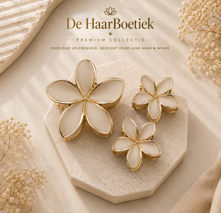 Summer Flower haar clip set beige - goud