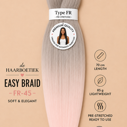 Easy braid invlechthaar grijs-roze ombre