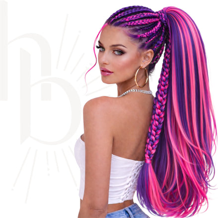 Bundel Deal Roze Paars Invlecht Haar 60cm – Set van 2