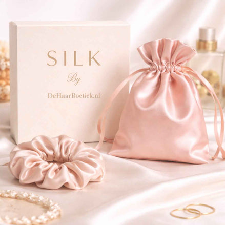 Silk Srunchies bewaarzakje rosé goud