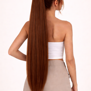 XL Premium Vlechtstaart Licht Bruin 80cm – Braid Ponytail op Elastiek