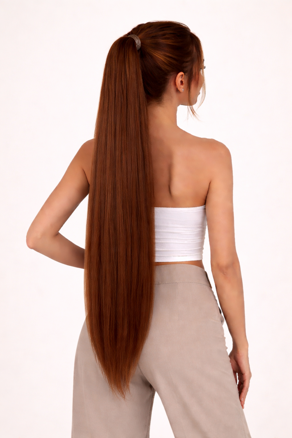 XL Premium Vlechtstaart Licht Bruin 80cm – Braid Ponytail op Elastiek