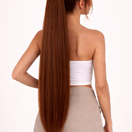 XL Premium Vlechtstaart Licht Bruin 80cm – Braid Ponytail op Elastiek
