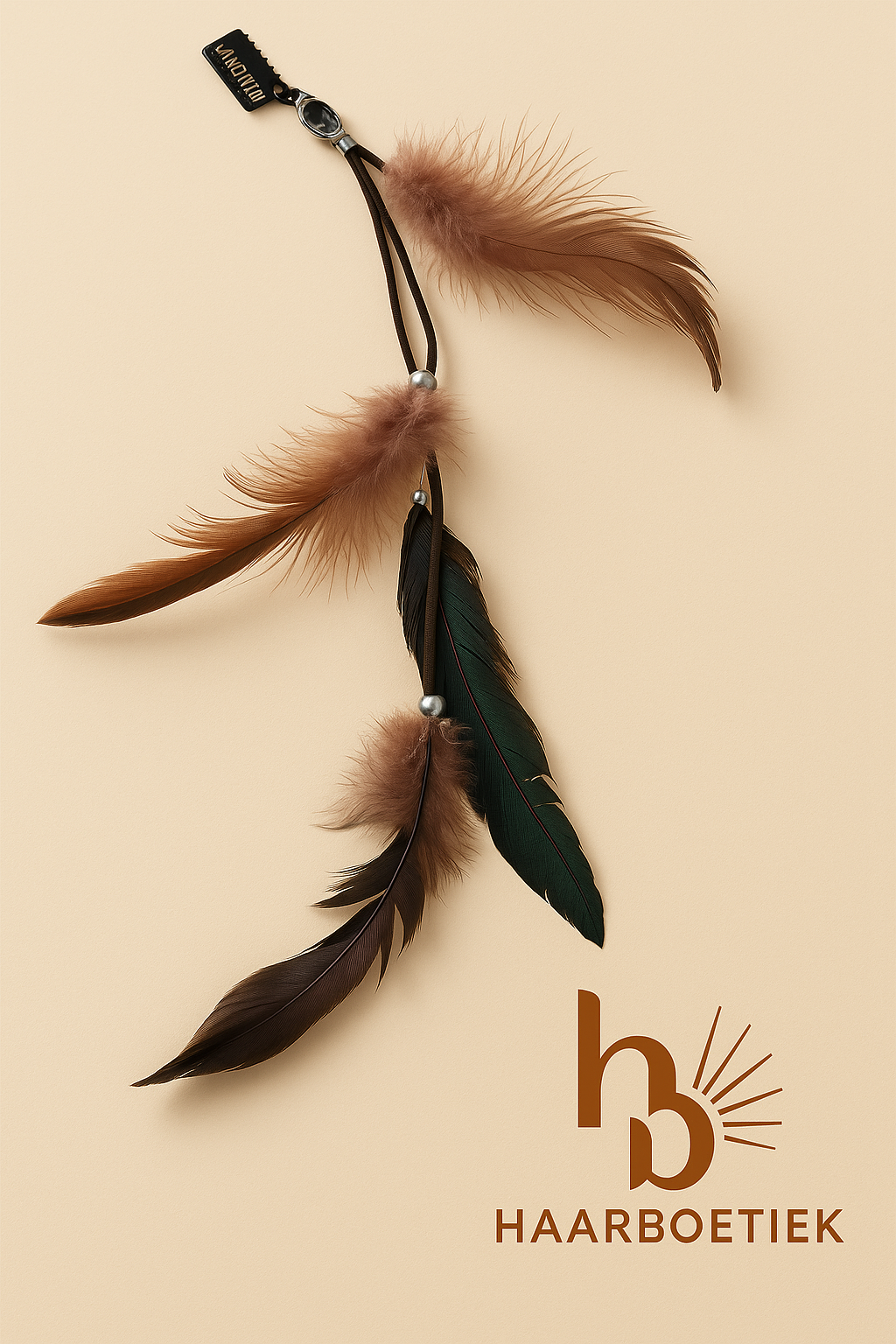 All feather clip in bruin - zwart