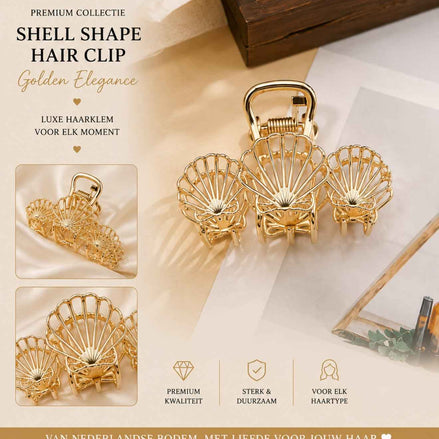 Premium schelp haarklem goud strandhaar accessoire voor weave - De HaarBoetiek