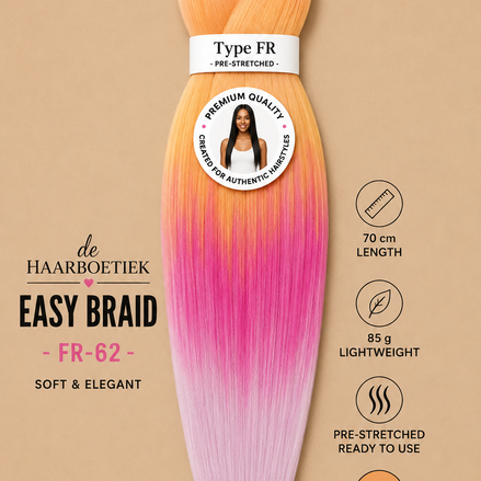 Easy braid invlechthaar regenboog roze en oranje