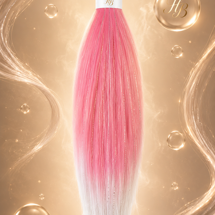 Invlecht haar glitter roze wit ombre 60cm voor braids en vlechten - De HaarBoetiek