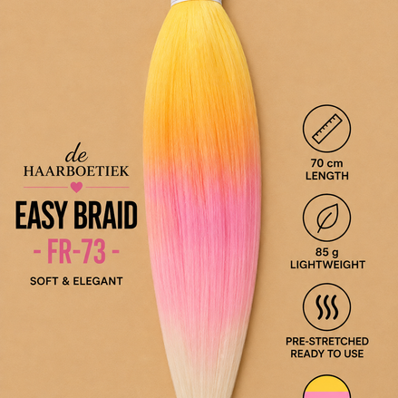 Easy braid invlechthaar geel en roze
