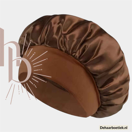 Premium satijnen slaapmuts brons - De haarboetiek alles voor gezond haar