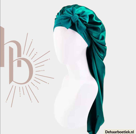 Weave slaapmuts satijn groen - De haarboetiek, alles voor gezond haar