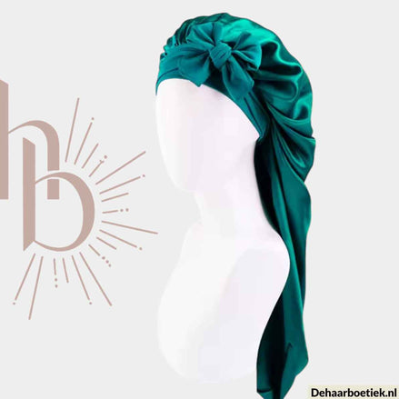 Weave slaapmuts satijn groen - De haarboetiek, alles voor gezond haar