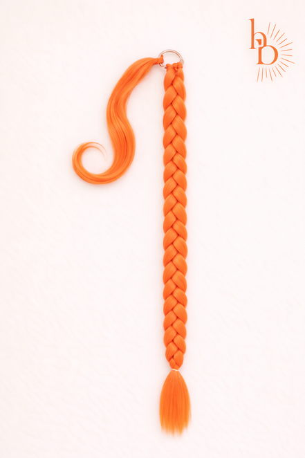 Premium vlecht ponytail oranje | De haarboetiek | Konginsdag | 70 CM