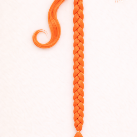 Premium vlechtstaart oranje 70cm braid ponytail Koningsdag - De HaarBoetiek