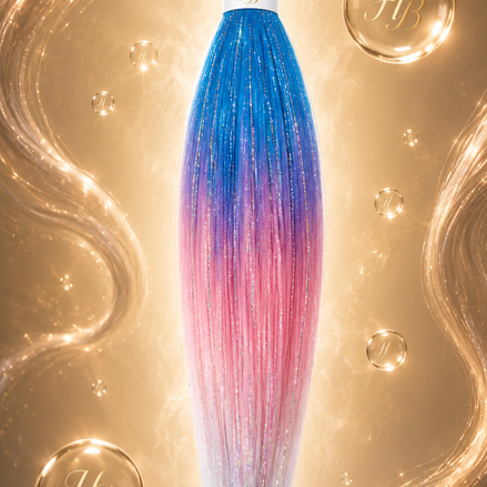 Invlecht haar glitter blauw roze wit ombre 60cm voor braids - De HaarBoetiek