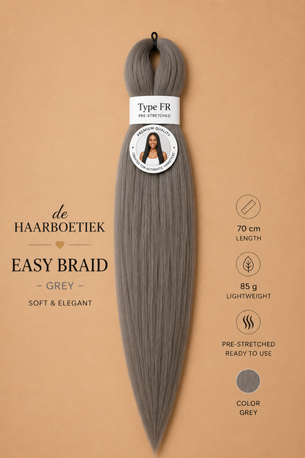 Easy Braid kanekalon vlechthaar grijs 70 cm - De HaarBoetiek