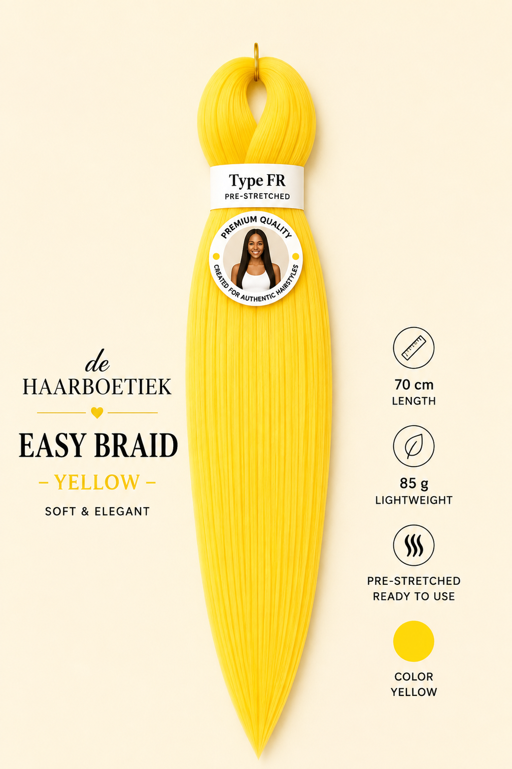 Easy Braid kanekalon vlechthaar geel 70 cm - De HaarBoetiek