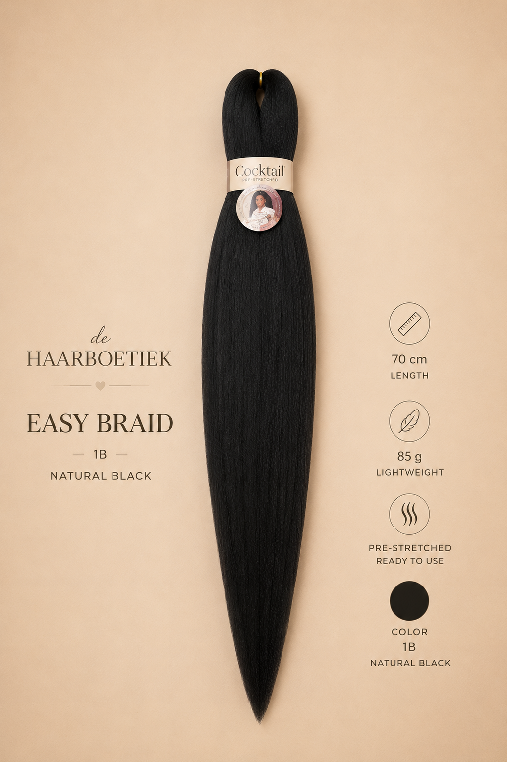 Easy braid zwart