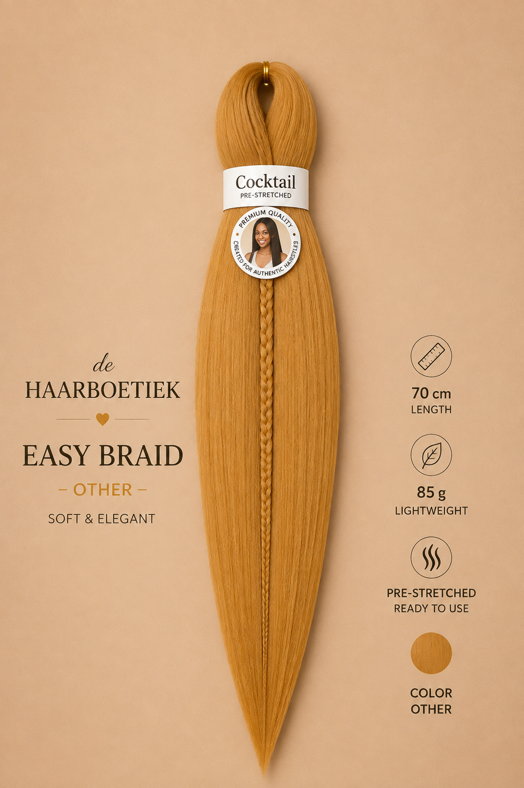 Easy Braid kanekalon vlechthaar mosterd 70 cm - De HaarBoetiek