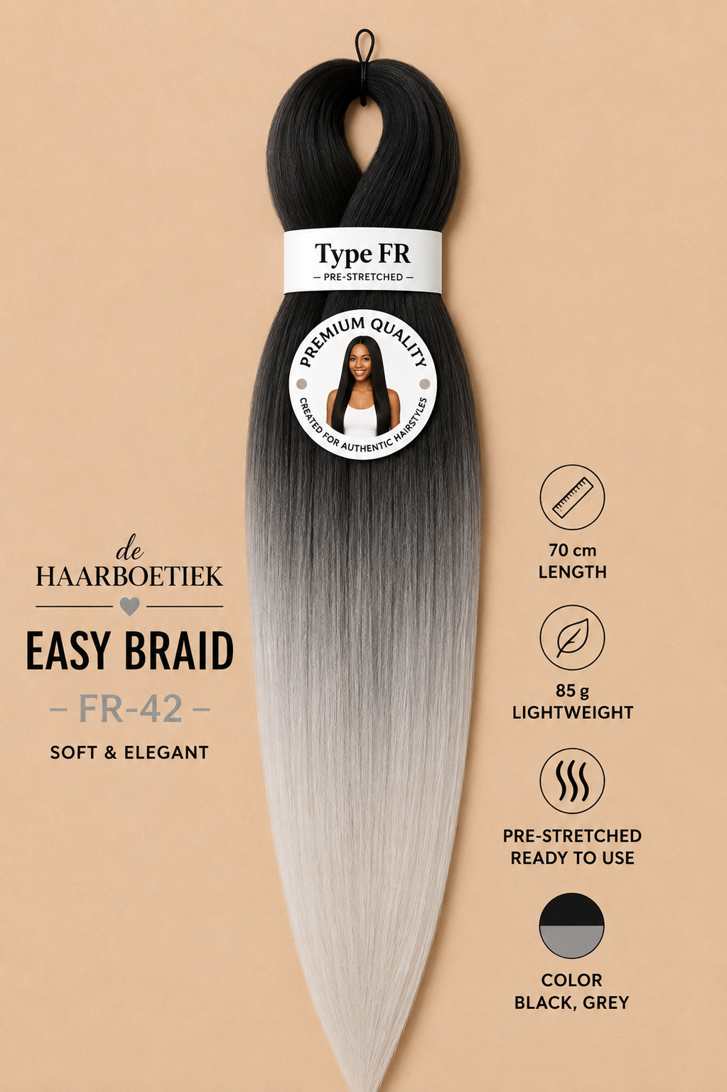 Easy braid invlechthaar zwart-blond ombre