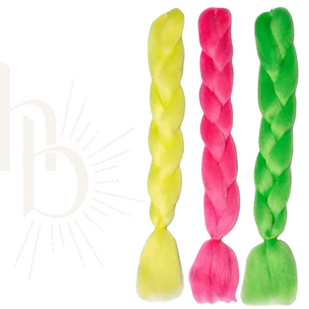 Tropical Festival Bundel Deal Roze Groen Geel Invlecht Haar 60cm – Set van 3