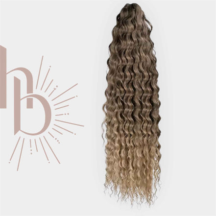 Krullend vlechthaar ombre bruin - blond - De haarboetiek Zeeland