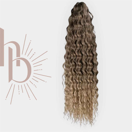 Krullend vlechthaar ombre bruin-blond - De HaarBoetiek
