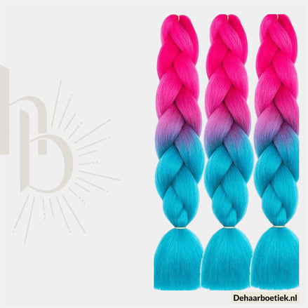 Braid invlecht haar pakket roze - blauw bundel | De haarboetiek