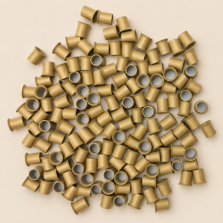 Micro-ringen 4,0 mm koper extra kort met uitlopende rand – donkerblond – 100 stuks – De HaarBoetiek