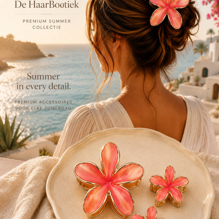 Summer flower haar clip set koraal bloem haaraccessoire voor haar - De HaarBoetiek