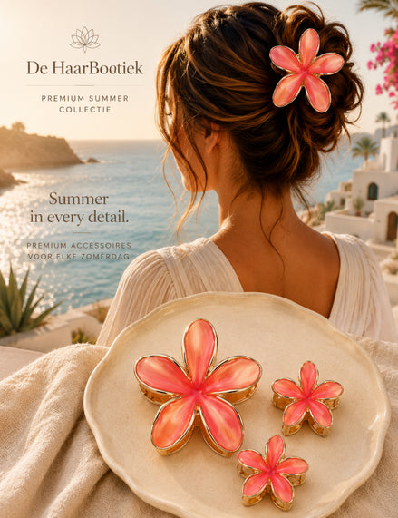 Summer Flower haar clip set koraal