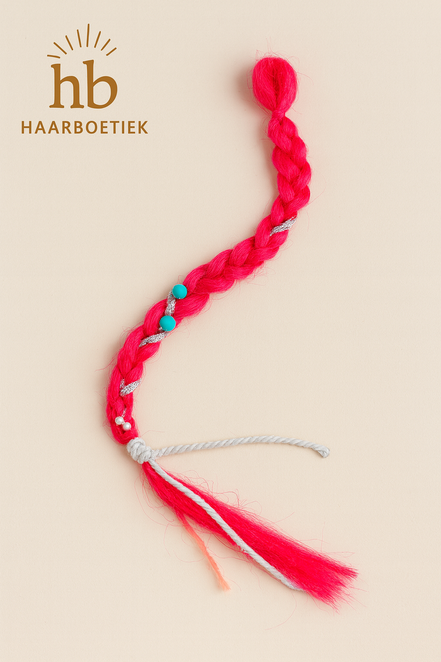 Clip in braid roze - blauw | De haarboetiek