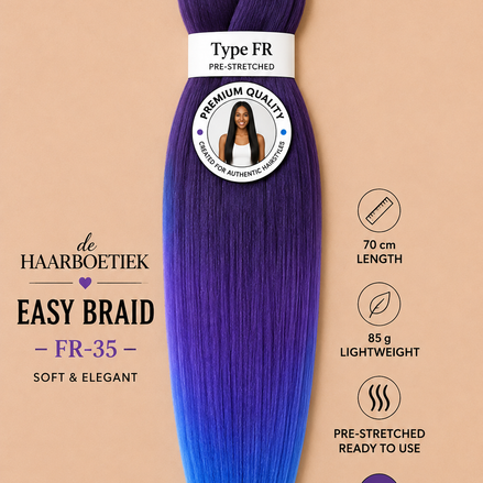 Easy braid invlechthaar paars-blauw ombre