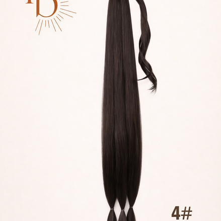 XL Vlechtstaart Zwart 80cm – Braid Ponytail op Elastiek