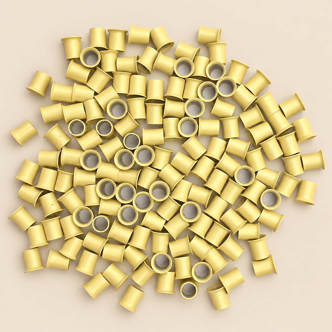 Micro-ringen 4,0 mm koper extra kort met uitlopende rand – lichtblond – 100 stuks – De HaarBoetiek