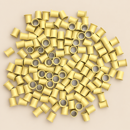 Micro-ringen 4,0 mm koper extra kort met uitlopende rand – lichtblond – 100 stuks – De HaarBoetiek