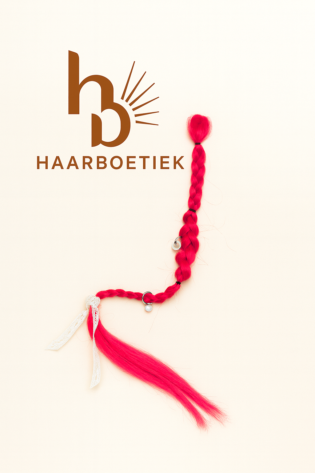 Braid vlecht roze met wit | De haarboetiek