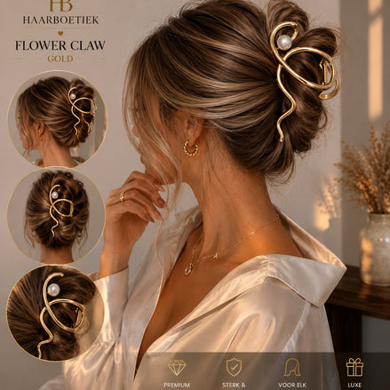 Haarklem goud swirl elegante haaraccessoire voor weave en braids - De HaarBoetiek