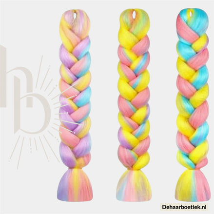 Bundel Deal Pastel Mix Invlecht Haar 60cm – 3 Stuks