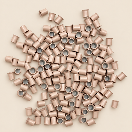 Micro-ringen 4,0 mm koper extra kort met uitlopende rand – platinablond – 100 stuks – De HaarBoetiek