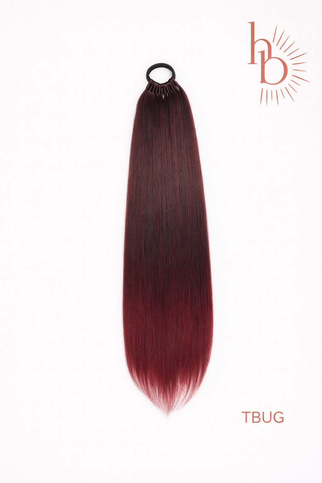 Premium ponytail ombre rood 60cm gevlochten paardenstaart - De HaarBoetiek