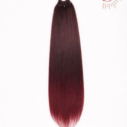 Premium ponytail ombre rood 60cm gevlochten paardenstaart - De HaarBoetiek
