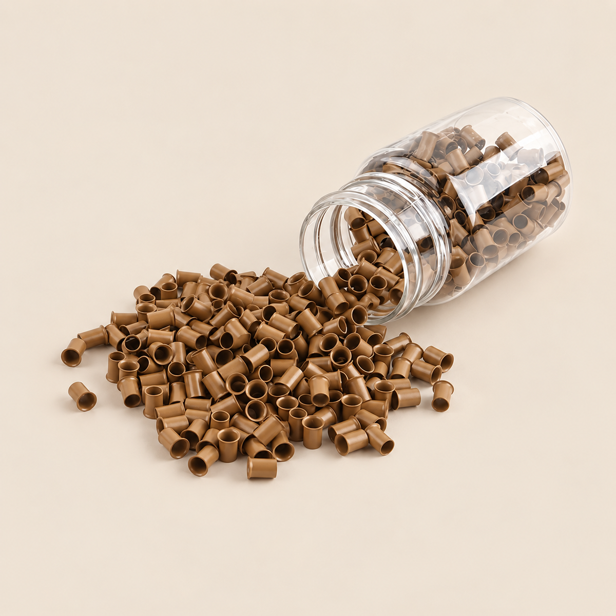 Micro-ringen 4,0 mm koper met uitlopende rand – donkerblond – 100 stuks – De HaarBoetiek