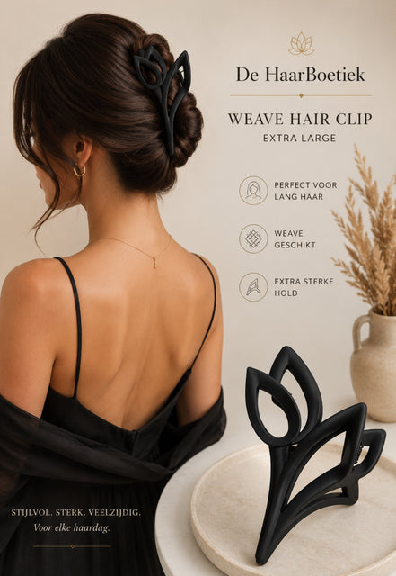 Weave haar clip zwart blad