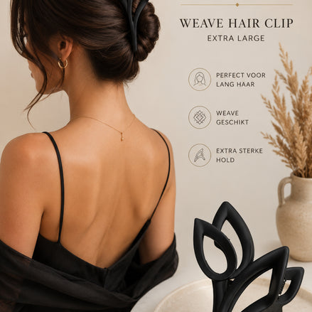 Weave haar clip zwart blad haaraccessoire voor haar en braids - De HaarBoetiek