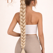 XL premium vlechtstaart blond 80cm braid ponytail op elastiek - De HaarBoetiek