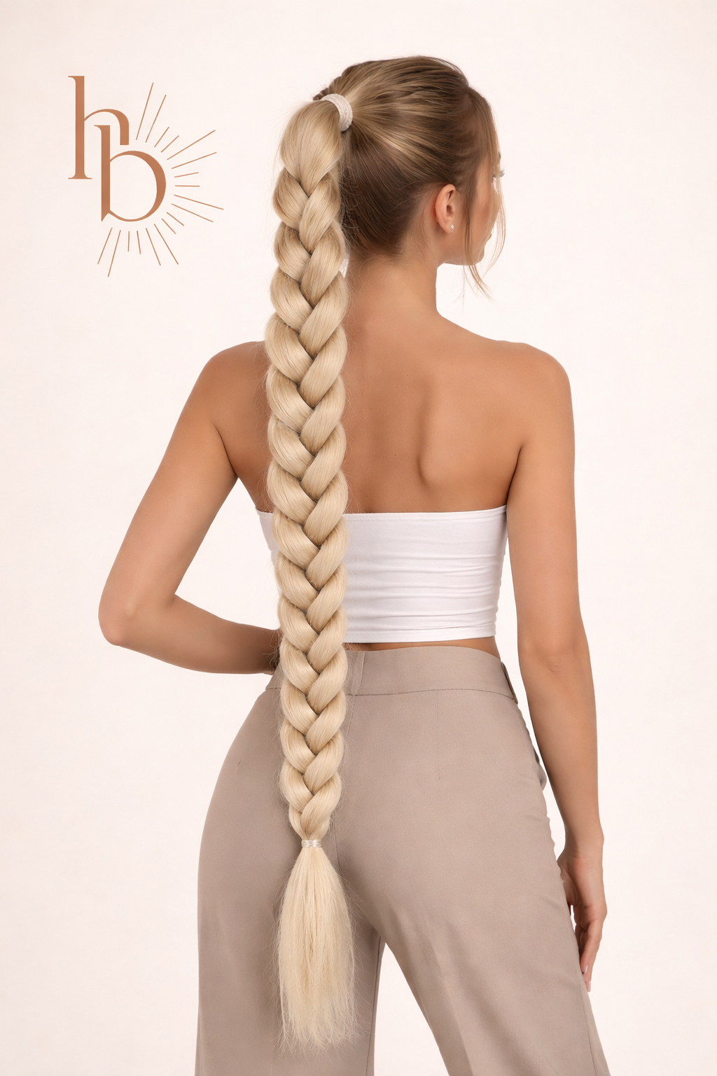 XL premium vlechtstaart blond 80cm braid ponytail op elastiek - De HaarBoetiek